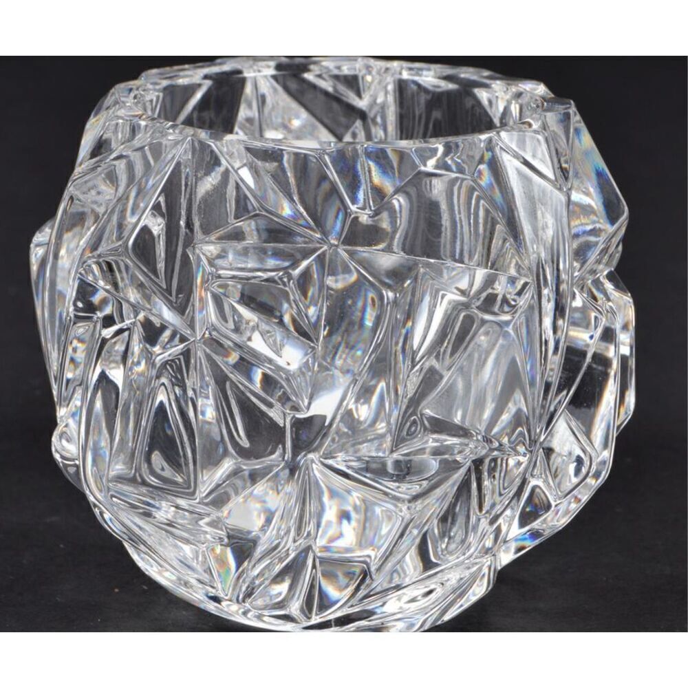 Tiffany & Co. Retired Rock Cut Crystal Glass Votive Candle Tea Light Holder MCM